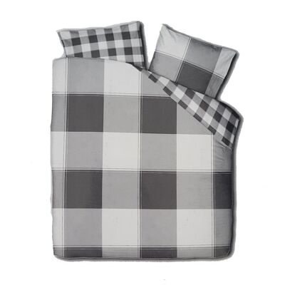 2-pack grey/white duvet covers with check print - 140x220cm