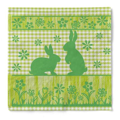 Servilleta Joni-Rabbits en verde de tejido 33 x 33 cm, 3 capas, 100 piezas