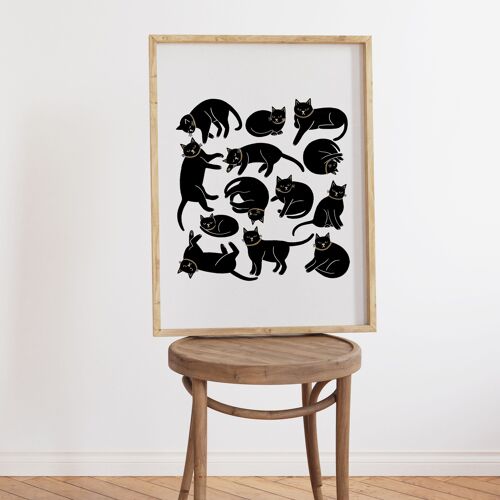 Cats, Cats, Cats- Limited Edition 2 Colour A3  Riso Print