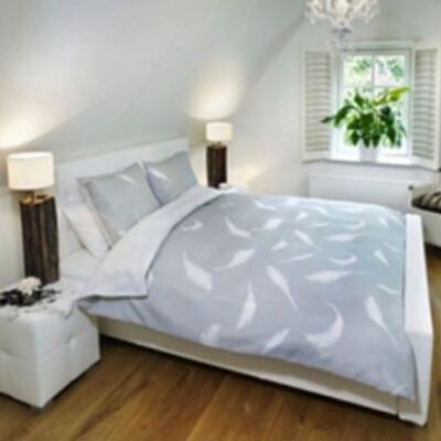 2-pack grey duvet covers with feather print - 140x220cm