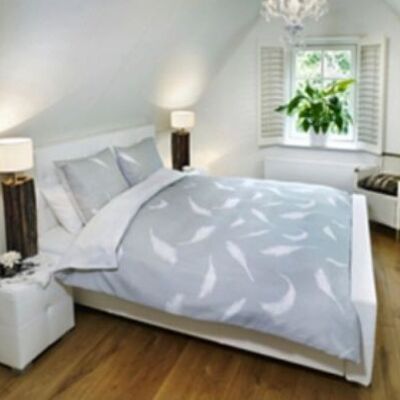 2-pack grey duvet covers with feather print - 140x220cm