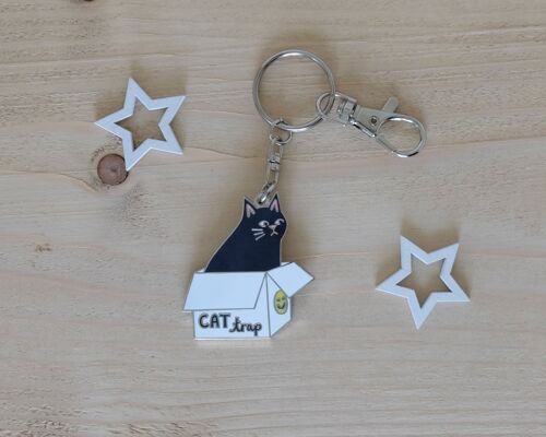 Cat Trap –  Cat in a Box – Hard Enamel Keyring