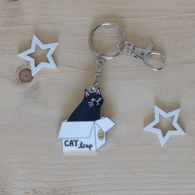 Cat Trap –  Cat in a Box – Hard Enamel Keyring