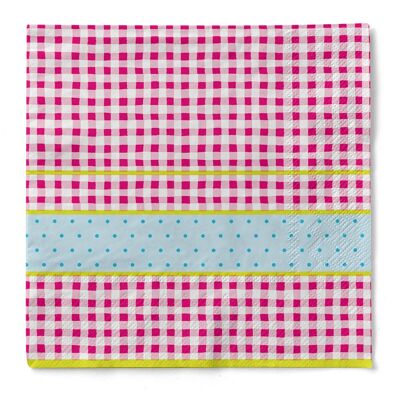Vichy pink tissue napkins 33 x 33 cm, 100 pieces