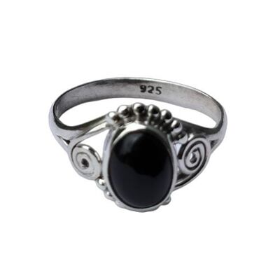 Belle bague faite main en argent sterling 925 vintage avec onyx noir