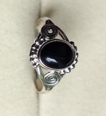 Belle bague faite main en argent sterling 925 vintage avec onyx noir 2