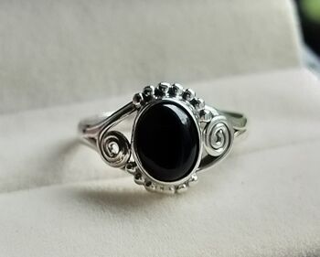 Belle bague faite main en argent sterling 925 vintage avec onyx noir 3