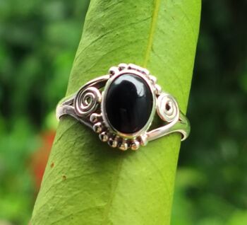 Belle bague faite main en argent sterling 925 vintage avec onyx noir 5