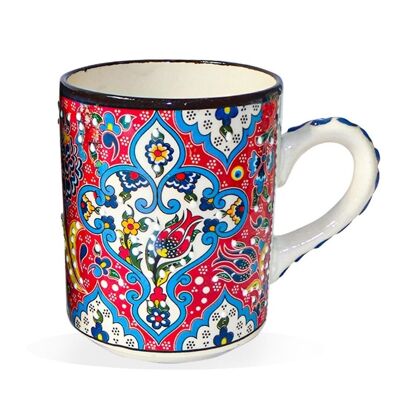 Taza de cerámica roja hecha a mano serie tulipán