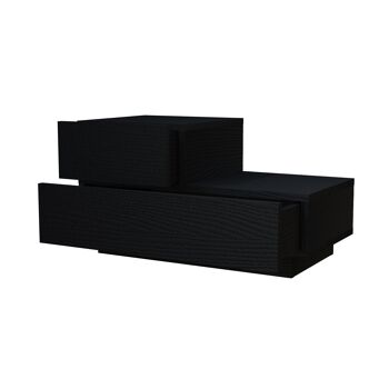 Table de chevet Chester aspect bois noir éclairage LED avec 2 tiroirs 2