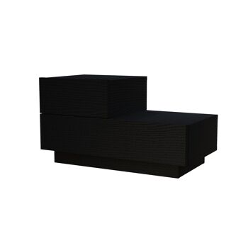 Table de chevet Chester aspect bois noir éclairage LED avec 2 tiroirs 6