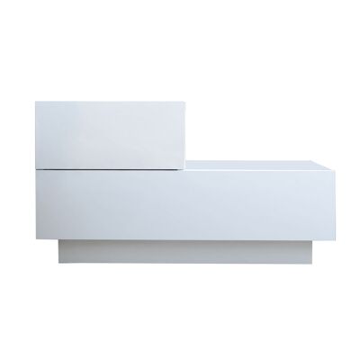 Bedside table Chester white LED lighting with 2 drawers