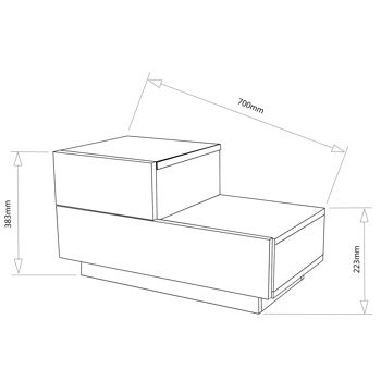 Table de chevet Chester éclairage LED blanc avec 2 tiroirs 7