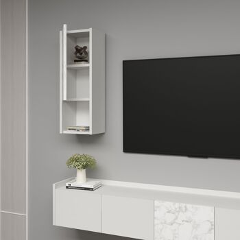 Meuble TV Adrian effet bois et marbre blanc Hanging 5