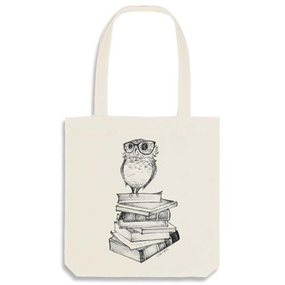 Burlap bag [recycling] - book owl