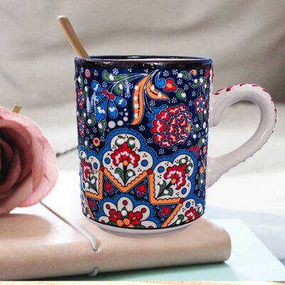 Mug tulipe fait main - Mug à café en céramique bleu marine
