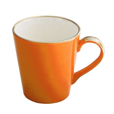 Tasse en porcelaine à rebord en or orange de la série Pebble faite à la main