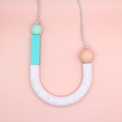 Halskette aus Silikon – babyfreundlich, asymmetrische Halskette, BPA-frei, Halskette zum Stillen, Füttern