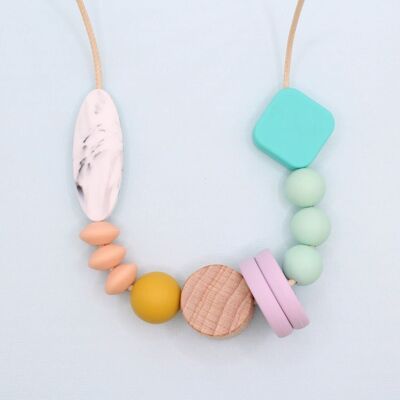 Lucille Beaded Silicone Necklace - Turquoise, Mint, Lavender and Peachy