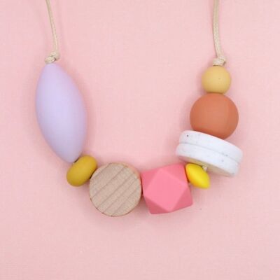 Collana in silicone con perline "Pick n Mix" - lilla, rosa gomma da masticare