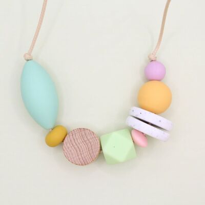 'Pick n Mix' Beaded Silicone Necklace - Mint, Light Green and Golden Sun