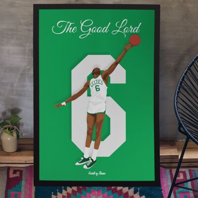 Cartel de baloncesto de Bill Russell - The Good Lord