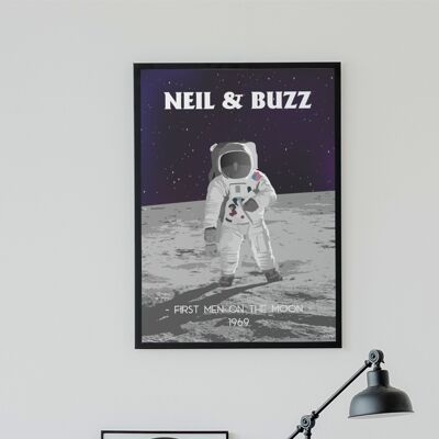 Póster Neil y Buzz - Hombres en la luna