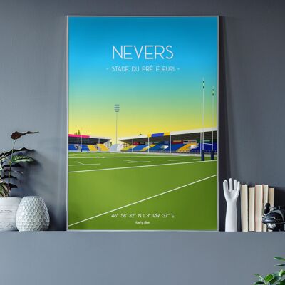 Rugby-Plakat von Nevers – Stadion Pré Fleuri