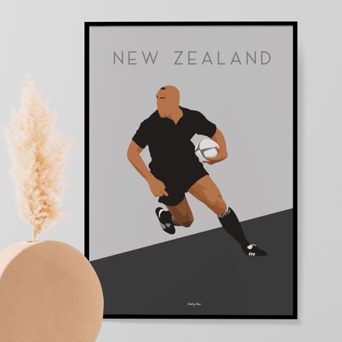 Affiche rugby New Zealand Lomu Rugby
