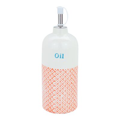 Bottiglia dispenser di olio d'oliva giapponese cinese Nicola Spring stampata a mano - arancione / blu - 500 ml