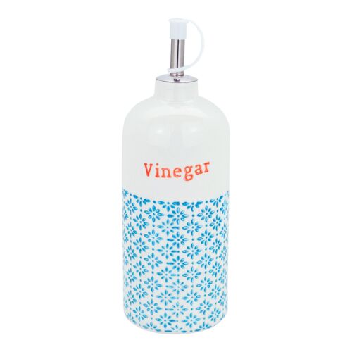 Nicola Spring Hand-Printed Japanese China Vinegar Dispenser Bottle - Blue / Orange - 500ml