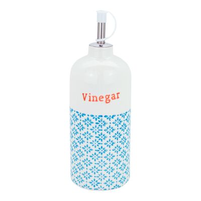 Botella dispensadora de vinagre chino japonés impresa a mano Nicola Spring - Azul / Naranja - 500 ml