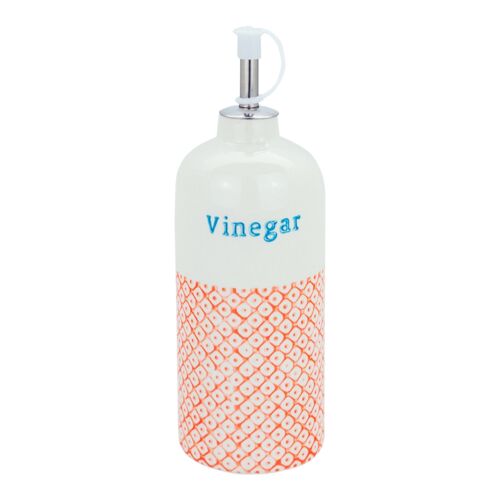 Nicola Spring Hand-Printed Japanese China Vinegar Dispenser Bottle - Orange / Blue - 500ml