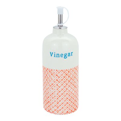 Botella dispensadora de vinagre chino japonés impresa a mano Nicola Spring - Naranja / Azul - 500 ml