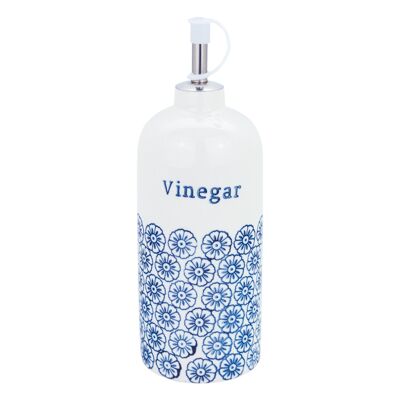 Botella dispensadora de vinagre chino japonés impresa a mano de Nicola Spring - Floral azul - 500 ml