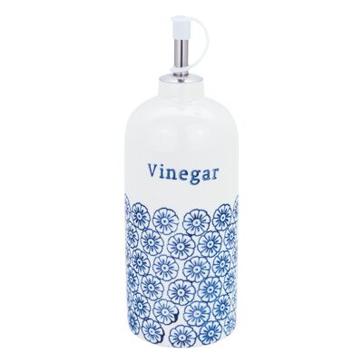Nicola Spring Hand-Printed Japanese China Vinegar Dispenser Bottle - Blue Floral - 500ml