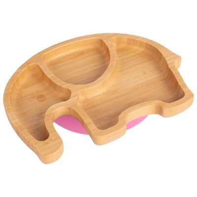 Tiny Dining Children's Bamboo Elephant Plate with Suction Cup - Pink