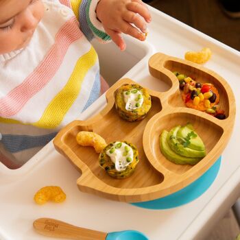 Assiette éléphant en bambou pour enfant Tiny Dining avec ventouse - Rouge 4