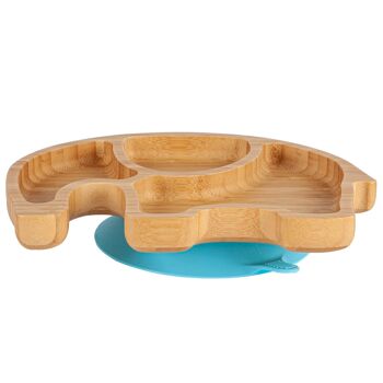 Assiette, bol et cuillère en bambou pour enfants Tiny Dining avec ventouses - Bleu 8