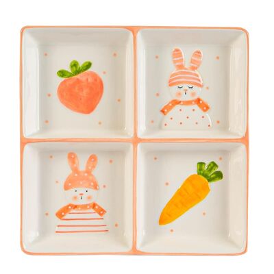 Assiette à goûter lapin de Pâques Nicola Spring - 20 cm - Blanc