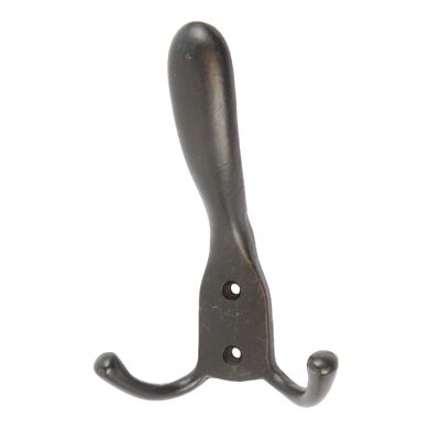 Rustic Hat and Double Robe Hook - W90mm x H140mm - Black