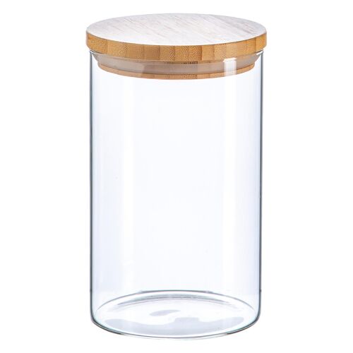 Scandi Glass Storage Jar with Wooden Lid - 1 Litre