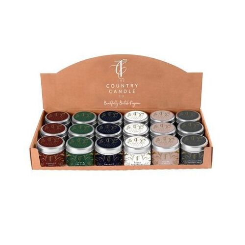 The Enchanted Woodland 18 Tin Candles Counter Top Display Collection