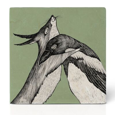 Tile Coaster [Natural Stone] - Squirrel and Magpie