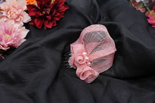 Hair Ornament - Sinamay Fascinator 116 - pink