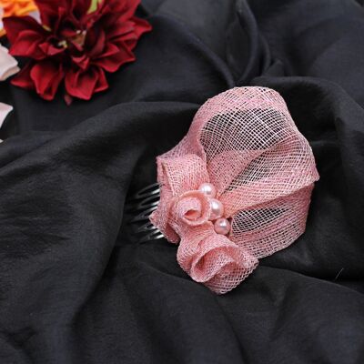 Ornement pour cheveux - Sinamay Fascinator 116 - rose