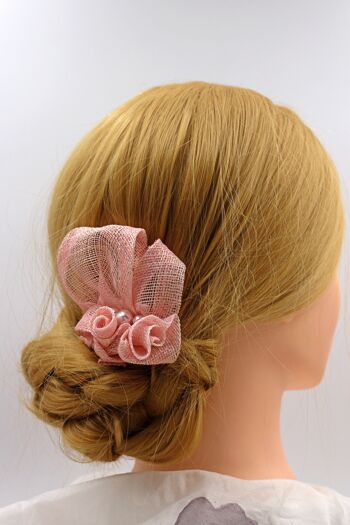 Ornement pour cheveux - Sinamay Fascinator 116 - rose 4