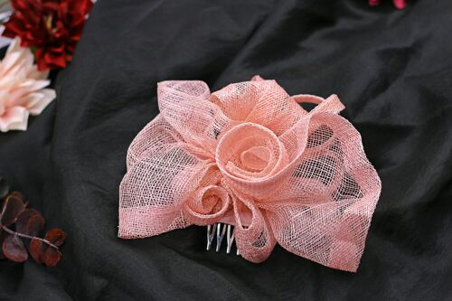 Hair Ornament - Sinamay Fascinator 114 - pink