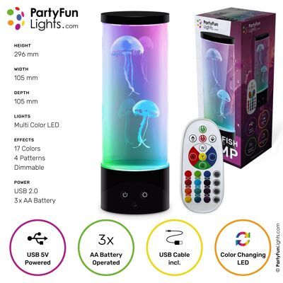 PartyFunLights - Lámpara de calamar - RGB multicolor - Funciona con USB - Baterías