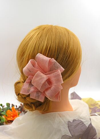 Ornement pour cheveux - Sinamay Fascinator 106 - rose 4